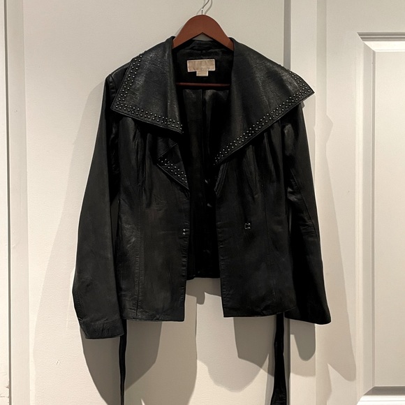 Michael Kors Black Genuine Leather Jacket - XS - Picture 1 of 9
